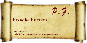 Prauda Ferenc névjegykártya